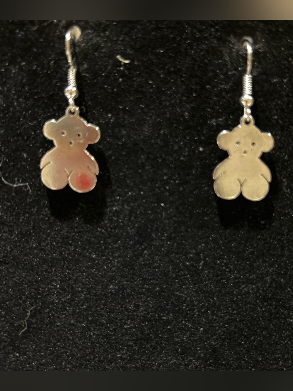 Silver color Teddy Bear Drop Earrings - Women's Silver Bear Dangle Earrings